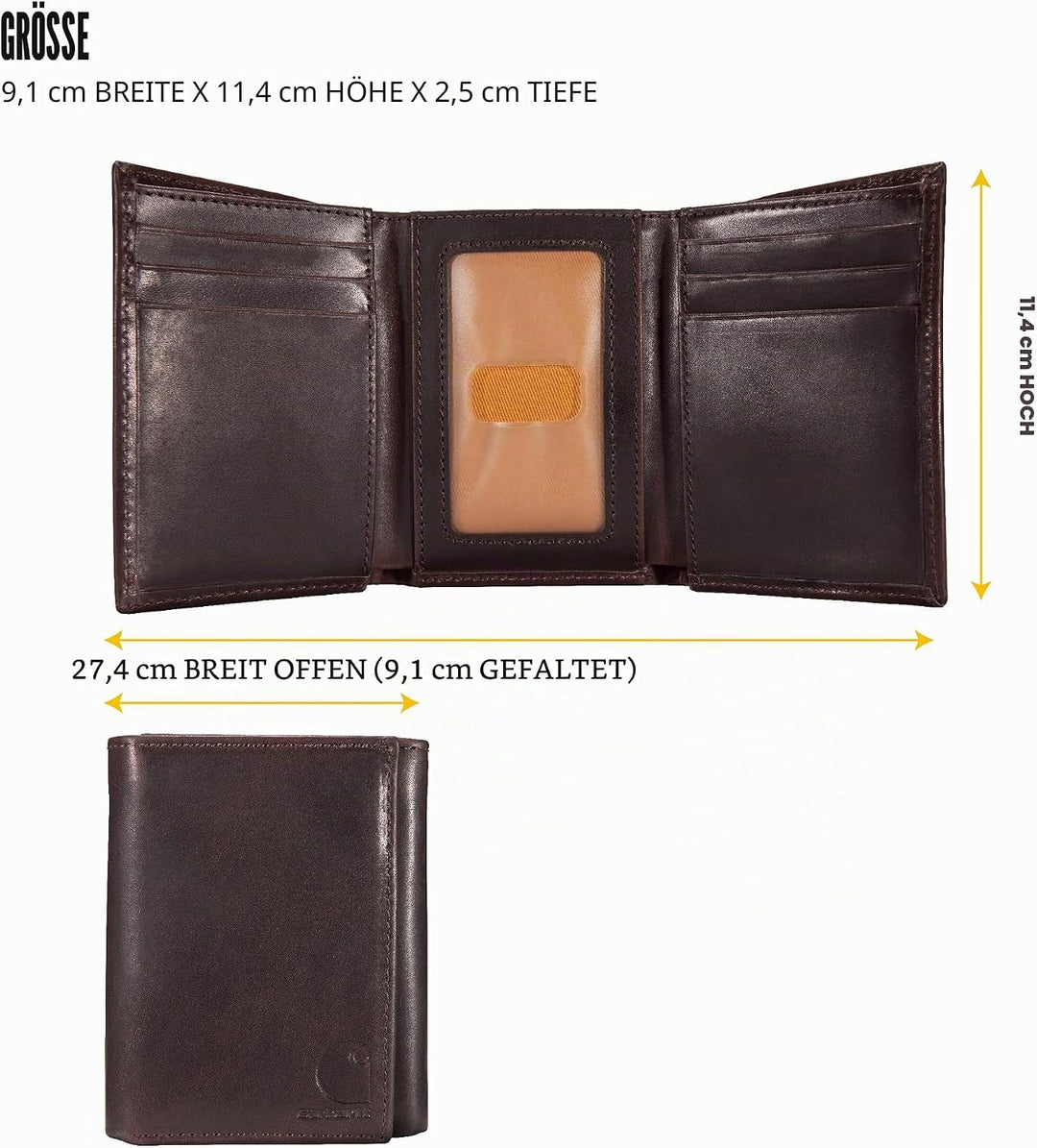 Carhartt Herren-Geldbörsen aus strapazierfähigem Leder, in Mehreren Stilen erhältlich Dunkelbraun, D