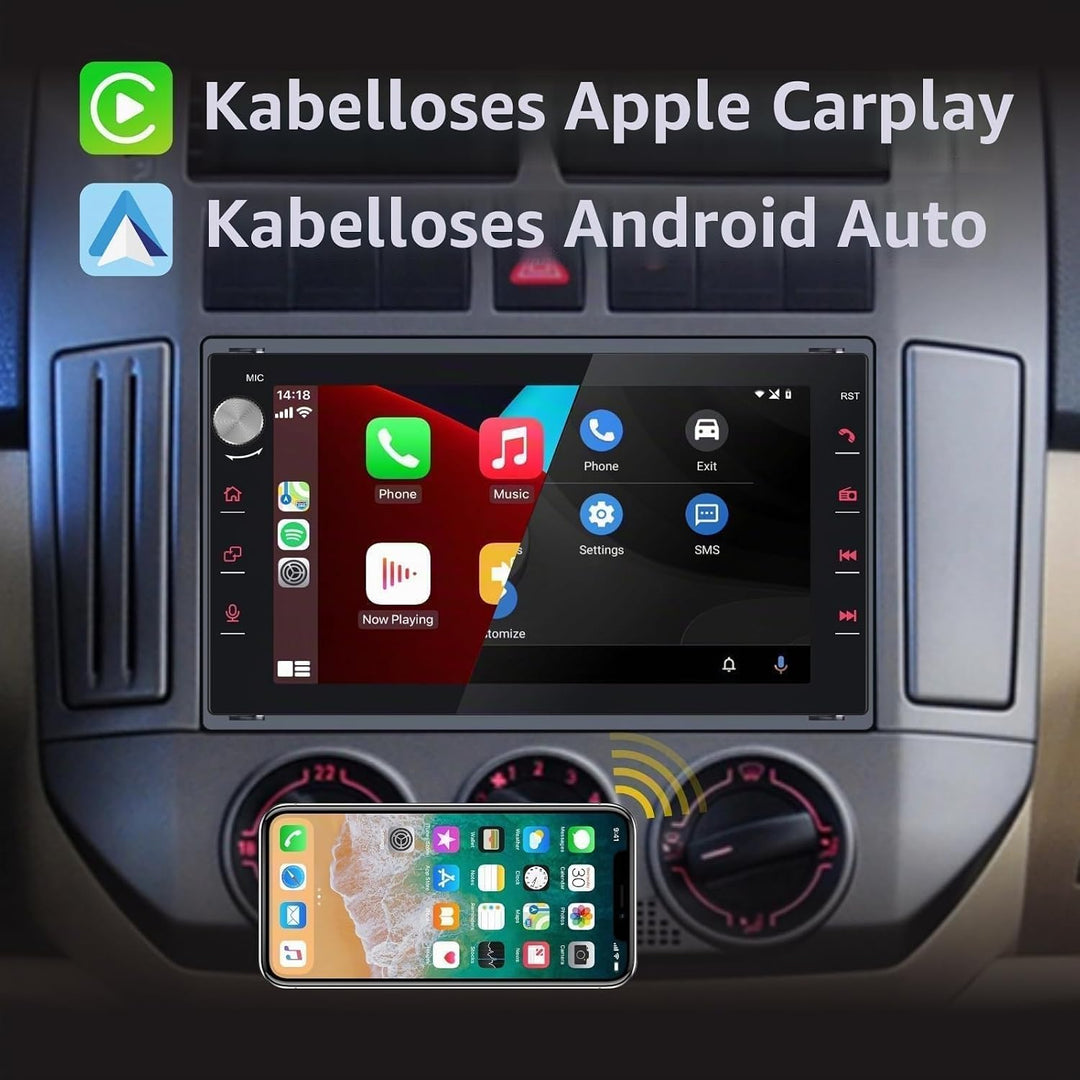 Autoradio kompatibel mit drahtlos Carplay/Android Auto für VW Polo Passat Golf Jetta MK3 MK4 Sharan
