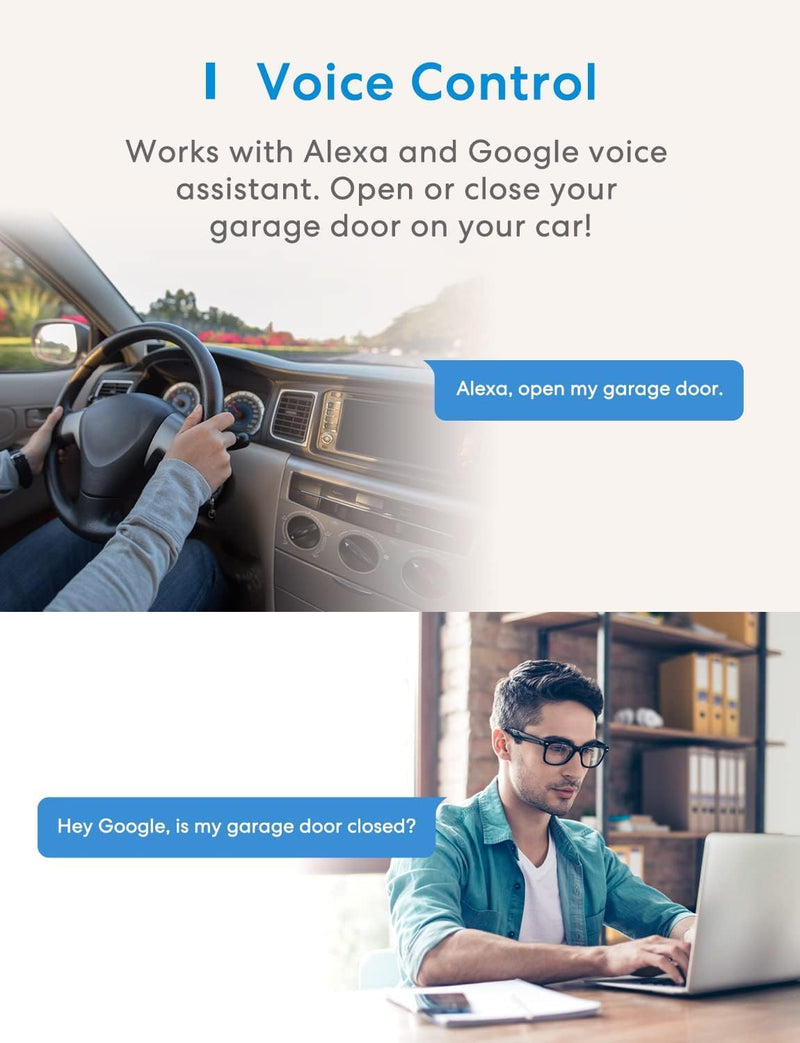 meross Smart WLAN Garagentoröffner, APP-Steuerung, Kompatibel mit Alexa, Google Assistant und SmartT