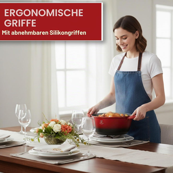 Royal Swiss Kochtopf, Schwarz, 4l, Marmorbeschichtung, Glasdeckel, geeignet für Induktion & Ofen, Al