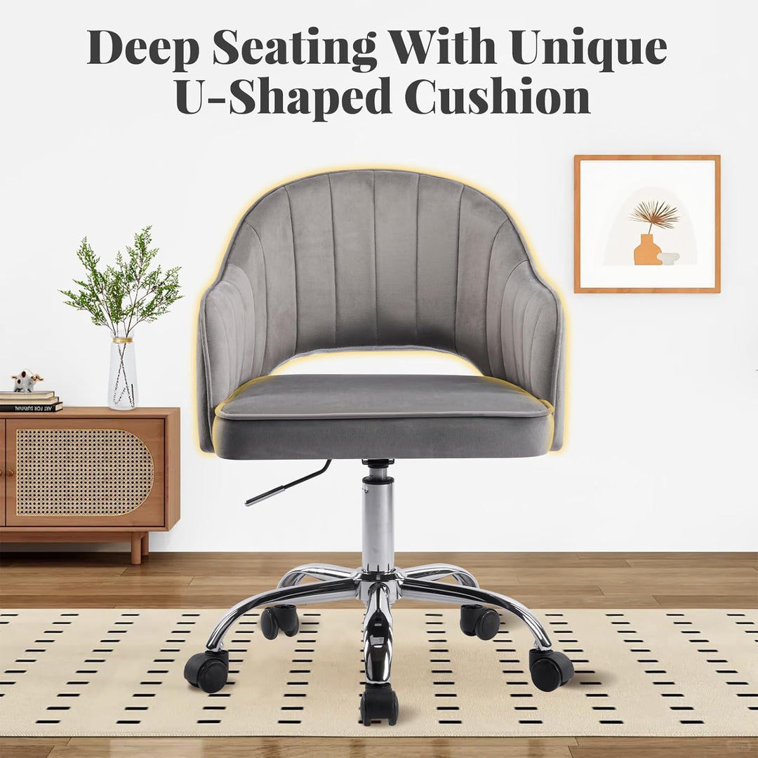 Homeoffice Stuhl, Schreibtischstuhl, Drehstuhl, Höhenverstellbar, Samt, Ergonomischer, für Arbeitszi