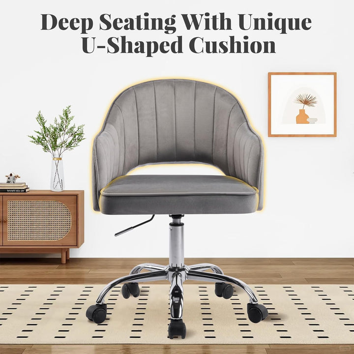 Homeoffice Stuhl, Schreibtischstuhl, Drehstuhl, Höhenverstellbar, Samt, Ergonomischer, für Arbeitszi