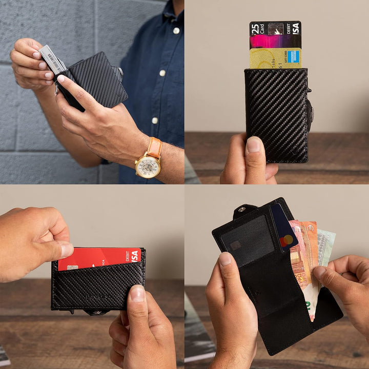 DONBOLSO Wallet Flip I Slim Wallet mit Flipcase I Leder Geldbeutel mit RFID Schutz I Schmale Geldbör
