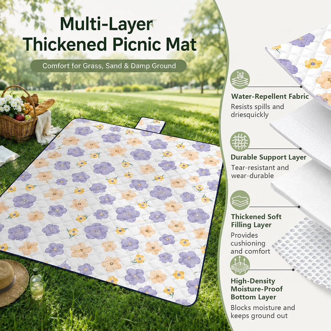 Outdoor Picknickdecke 200x200, Grosse Familien Picknickdecke Wasserdicht Waschbar Dicke Campingdecke