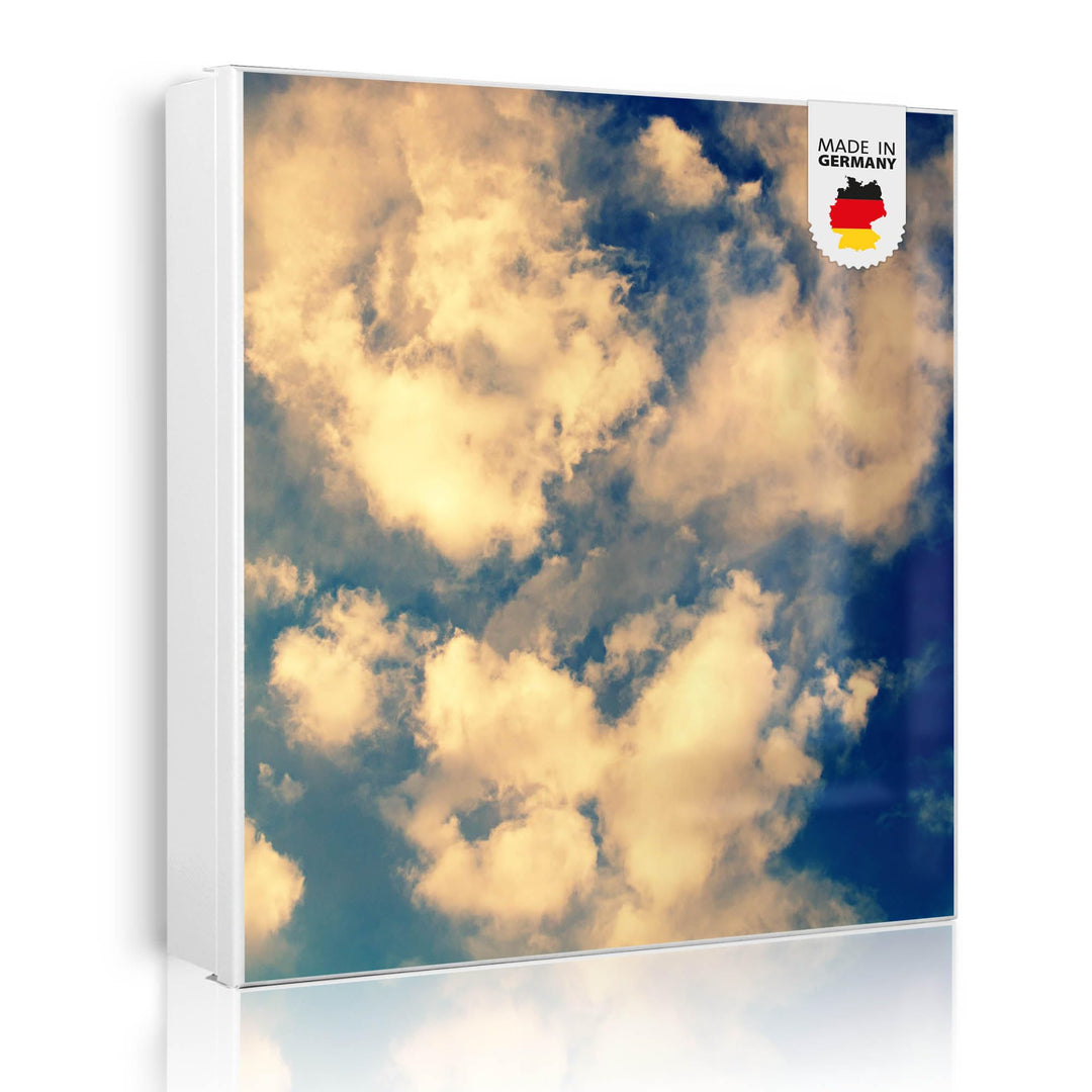 banjado® Grosser Schlüsselkasten Glas/Schlüsselbox 30cm x 30cm mit 50 Haken - Motiv Wolken 3 / Schlü