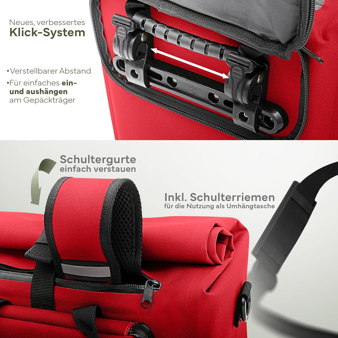MIVELO Fahrradtasche für Gepäckträger - 3in1 Gepäckträgertasche Rucksack Umhängetasche - 100% wasser