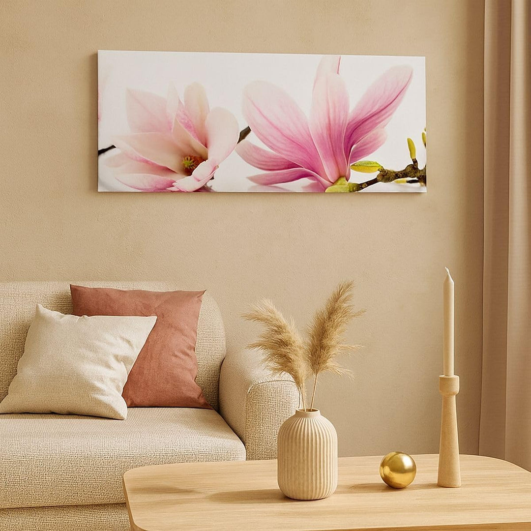 Wandbilder Dekoration Wohnzimmer Magnolie blume natur pflanze Panorama Bilder auf Leinwand 120x50cm