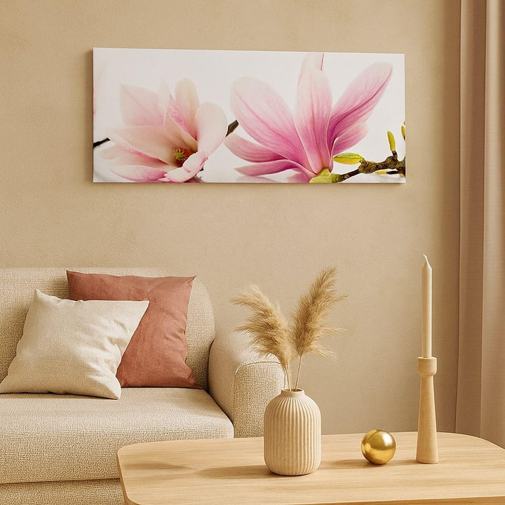 Wandbilder Dekoration Wohnzimmer Magnolie blume natur pflanze Panorama Bilder auf Leinwand 120x50cm