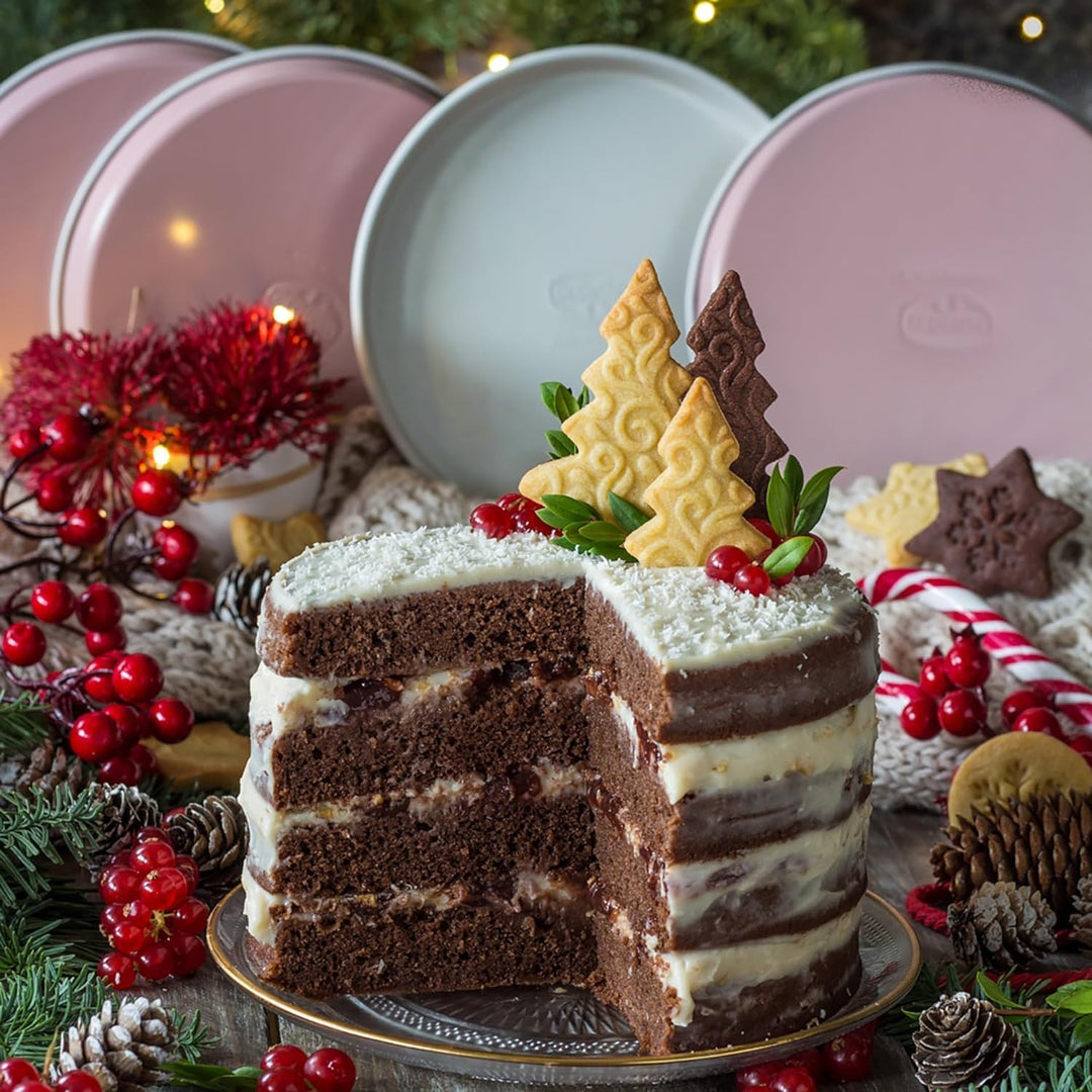 Dr. Oetker Schichtkuchen-Backform Baking - Retro Design, runde Kuchenform mit zweifarbiger, keramisc