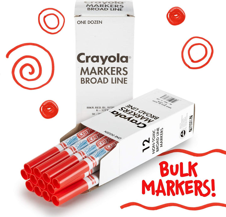Crayola 12 Count Washable Bulk Markers, Red by Crayola