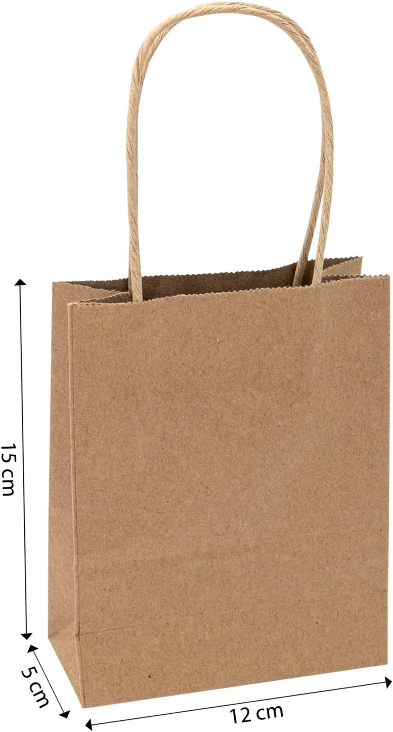 Idena 60058 - Papiertüten, 20 Stück, 12 x 5 x 15 cm, Geschenktüten, Kraftpapier Tüten, Basteltüten z