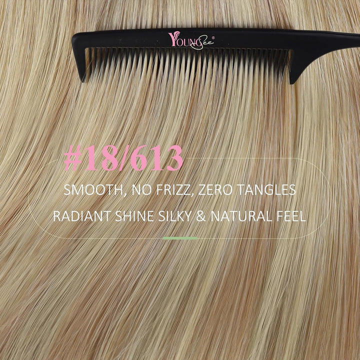 YoungSee Tape in Extensions Echthaar Blond 35cm Tape Extensions Aschblond mit Platinblond Tape Echth