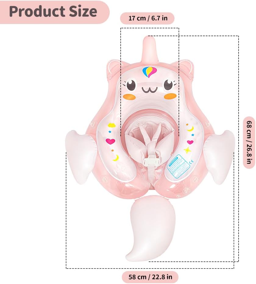 Baby Schwimmring mit Sonnendach Entfernbar, Schwimmring Baby mit Verstellbarer Sicherheitssitz, Kipp