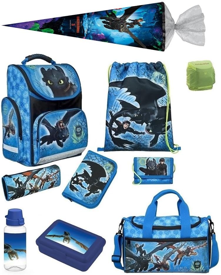 Familando Schulranzen 1. Klasse für Jungen und Mädchen · Dragons Schultasche Drachen · ergonomisch &