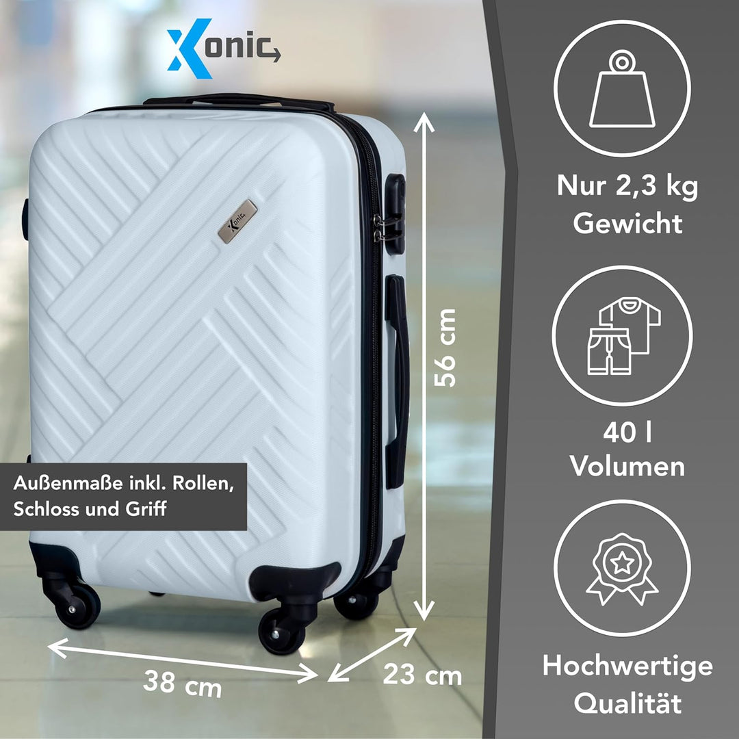 Xonic Design Reisekoffer - ABS Hartschalen Koffer mit 360° Leichtlauf-Rollen - hochwertiger Trolley