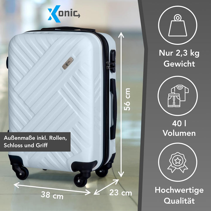 Xonic Design Reisekoffer - ABS Hartschalen Koffer mit 360° Leichtlauf-Rollen - hochwertiger Trolley