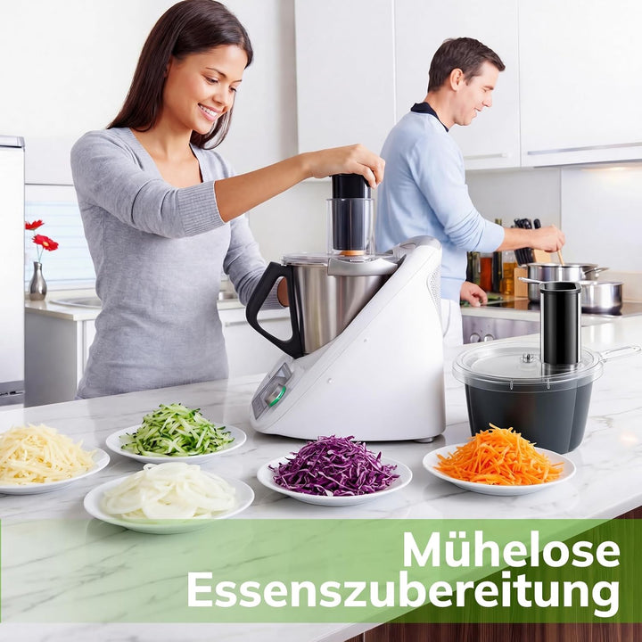 Gemüseschneider elektrisch für Thermomix TM5 TM6, Spiralschneider & Gemüsereibe Edelstahl für Zucchi