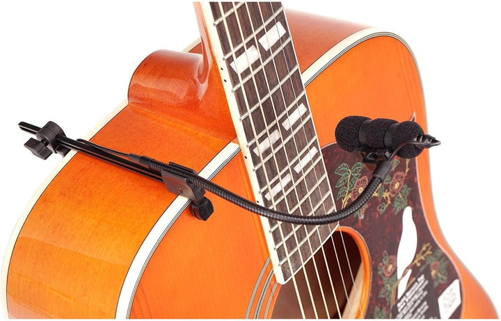 Pronomic Set MCM-100G Clipmikrofon mit Halter (Kondensator Mikrofon, Schwanenhals, Halter für Gitarr