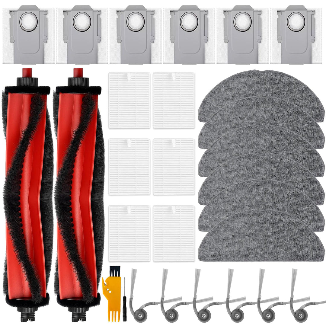 Zubehör für roborock Q7 L5+, Q7 M5+ Staubsauger, 2 Hauptbürste, 6 Wischtücher, 6 Filter, 6 Seitenbür