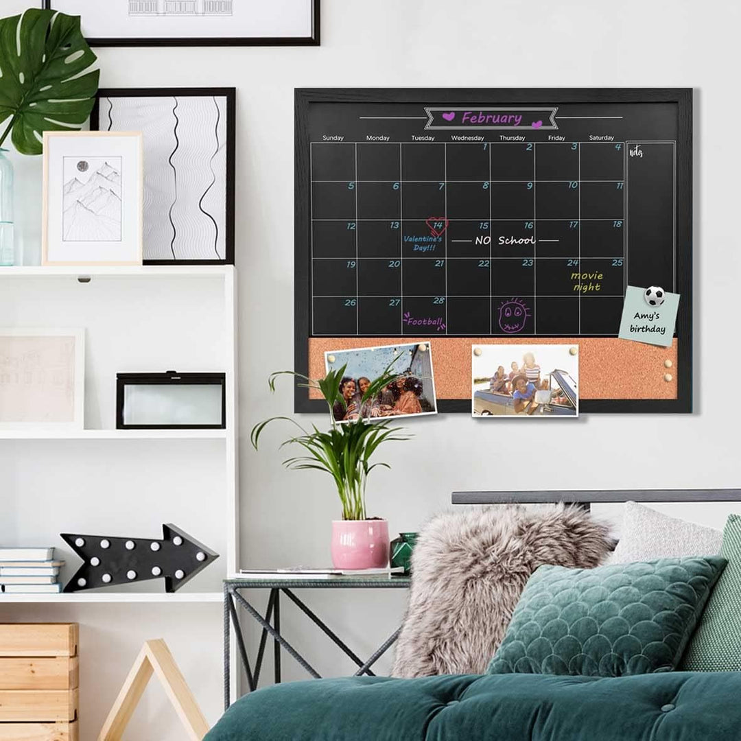 Okydoky Abwischbarem Kreidetafel-Kalender und Pinnwand, 80 cm x 60cm, Kombination aus trocken Black