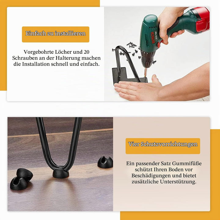 Fimghsoo Haarnadel Tischbein 4X Hairpin Leg Möbelbein Haarnadelbeine aus Metall Tischzubehör DIY für