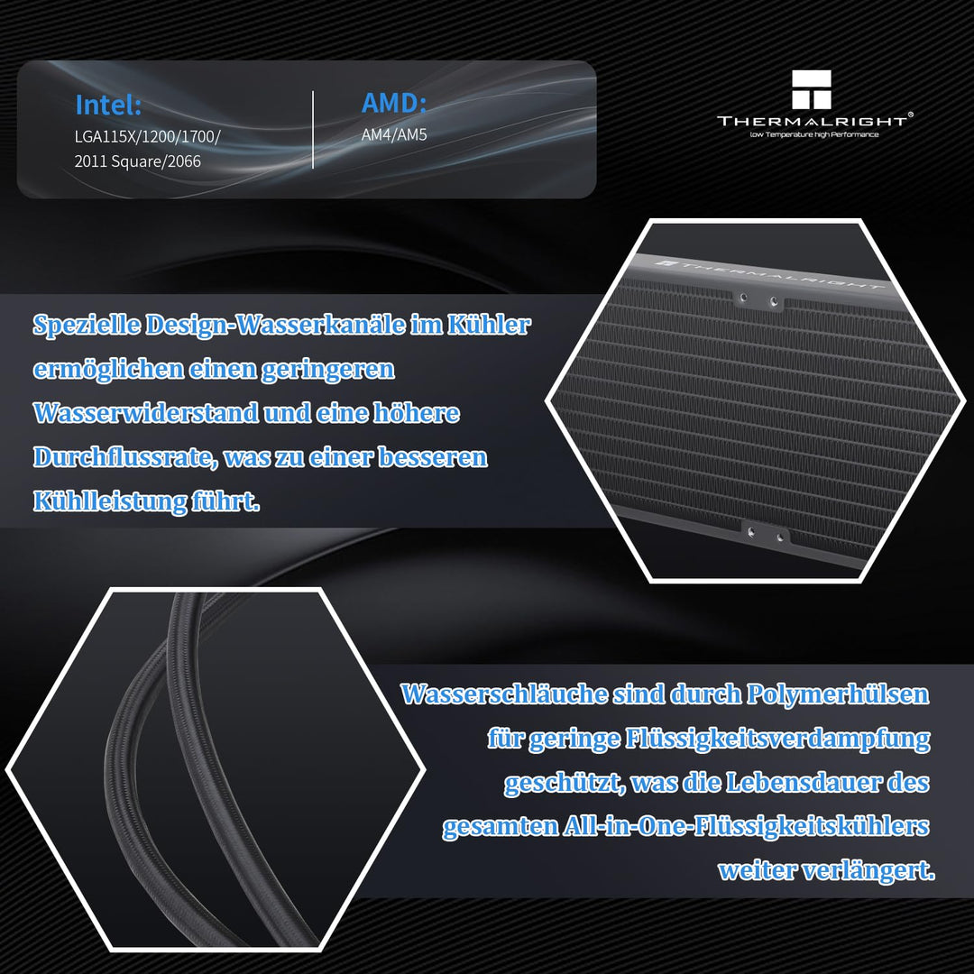 Thermalright AQUA ELITE 240 V3 Flüssig-CPU-Kühler, Doppel-PWM-ARGB-Lüfter mit S-FDB-Lagern, effizien
