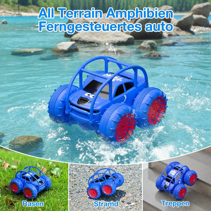 Direktladung Ferngesteuertes Auto, 15km/h 4WD Amphibienfahrzeug Stunt Auto, 2.4GHZ 360° Drehung Bunt
