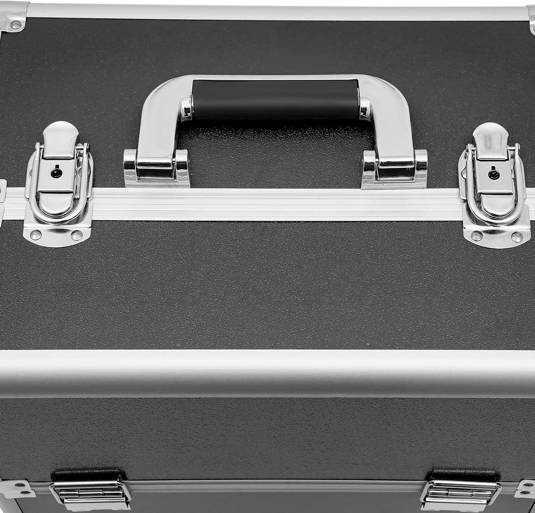 Schwarz Grosser Schminkkoffer, Kosmetikkoffer Trolley 360° Drehbare Kosmetik Trolley Profi-Kosmetik