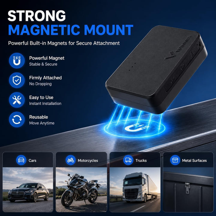 TKMARS Auto Mini GPS Tracker mit SIM, Echtzeit Ortung per APP, Magnetisch, 1500mAh Akku, GPS Sender