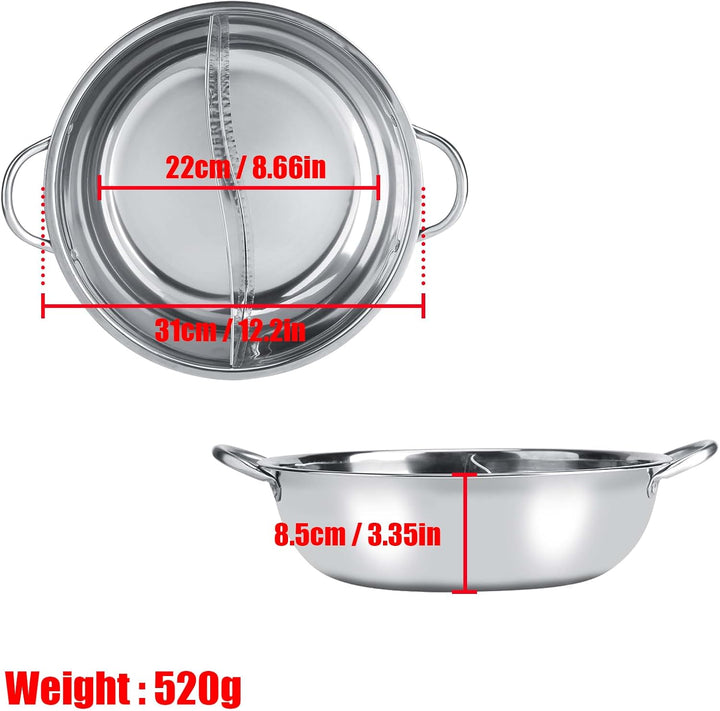 Baxnore Hot Pot aus Edelstahl, Hot Pot mit zwei Geschmacksrichtungen, verdickender Hot Pot mit doppe