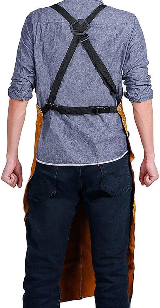 Lederschürze Für Holzarbeiten, Lederschürze 6 Werkzeugtaschen, Robuste Schweissschürze Für Männer Un