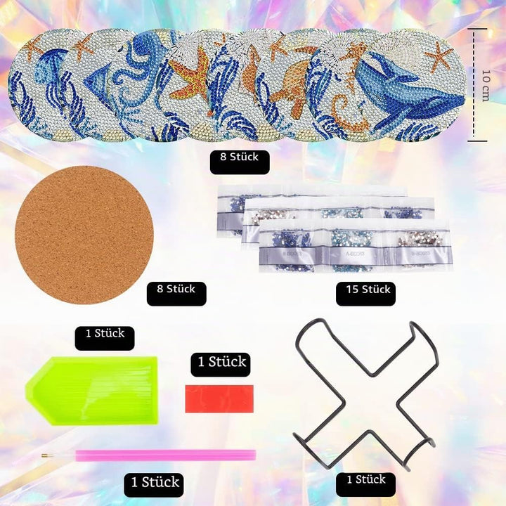 Diamond Painting Untersetzer, DIY Diamant Malerei Glasuntersetzer mit Halter, rutschfest Getränke Un