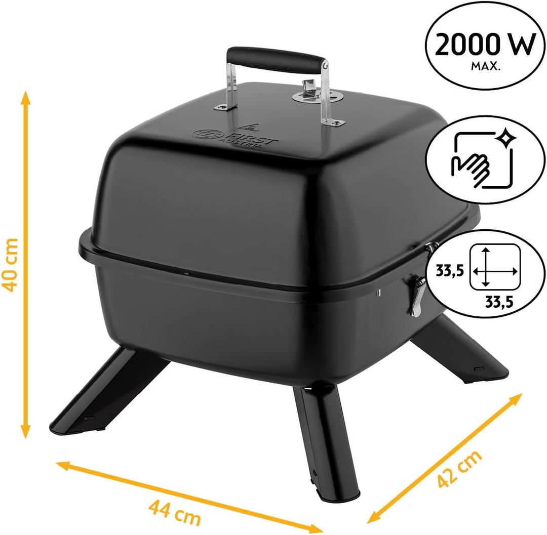 TZS First Austria 2in1 Elektrogrill Kugelgrill - extrem stabiler & kompakter BBQ Hybrid Elektrogrill