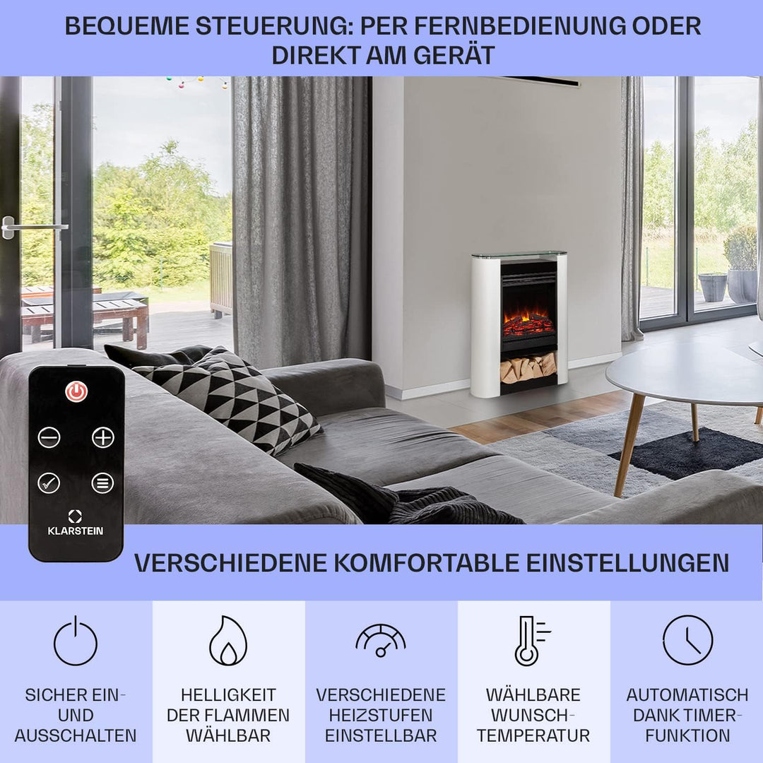 Klarstein Elektrokamin, Elektro Heizungen für Wohnzimmer & Innenräume, Elektrischer Kamin mit LED Fl