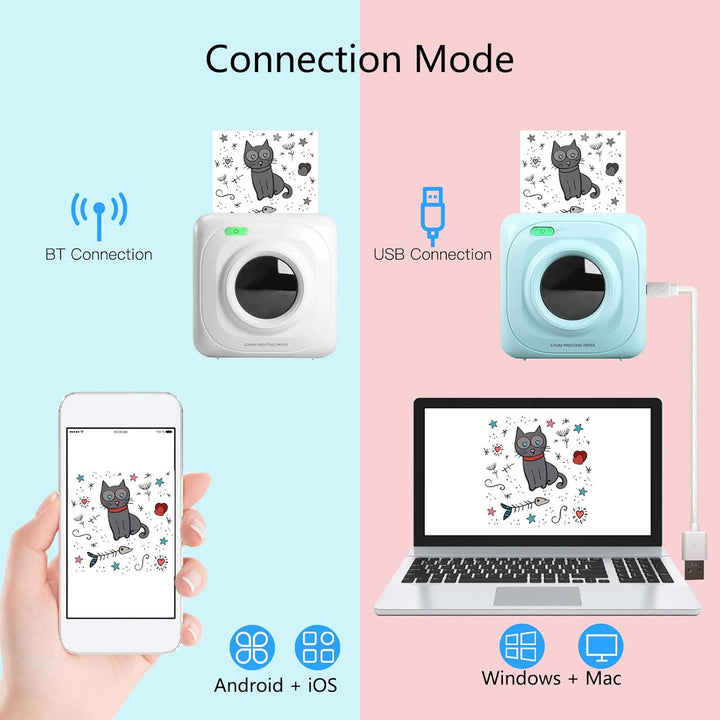 Bisofice PAPERANG P1 Mini Fotodrucker Taschendrucker BT Wireless Thermodrucker Tragbarer Drucker 200