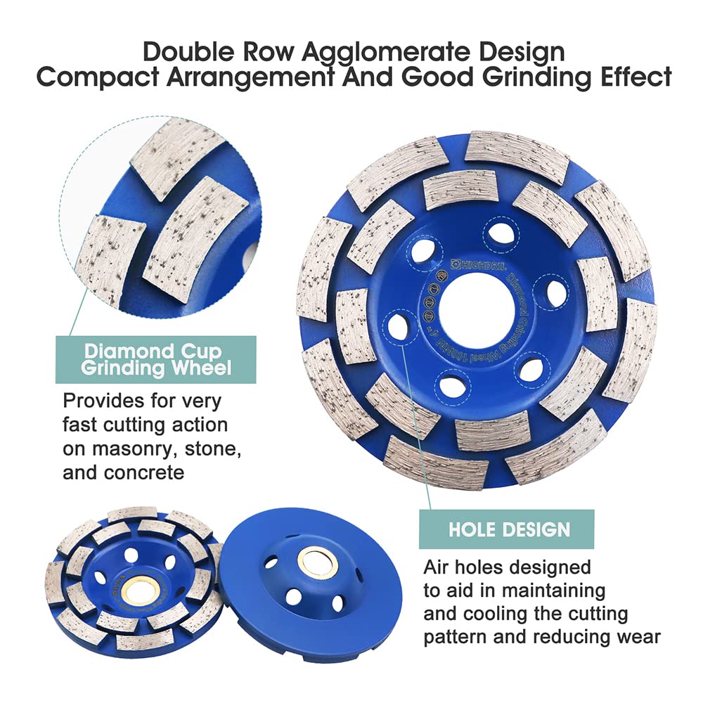 Diamant Schleiftopf,HIGHDRIL 100MM Turbo Diamanttopfschleifer Schleifscheibe für Beton Mauerwerk Gra