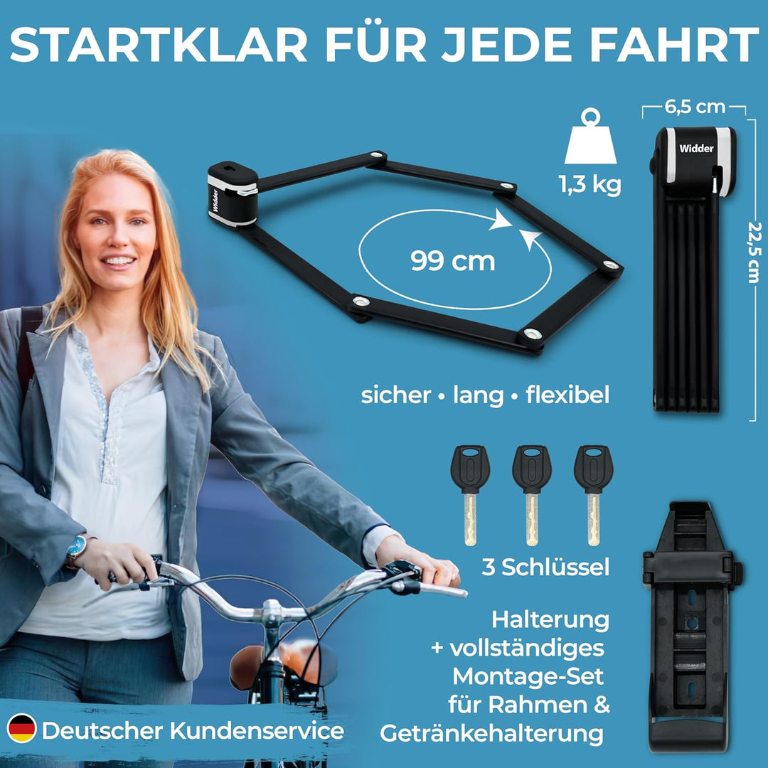 Widder Extrem sicheres Faltschloss Fahrrad [Titan-Stahl Level 15] - Fahrradschloss hohe Sicherheit 9