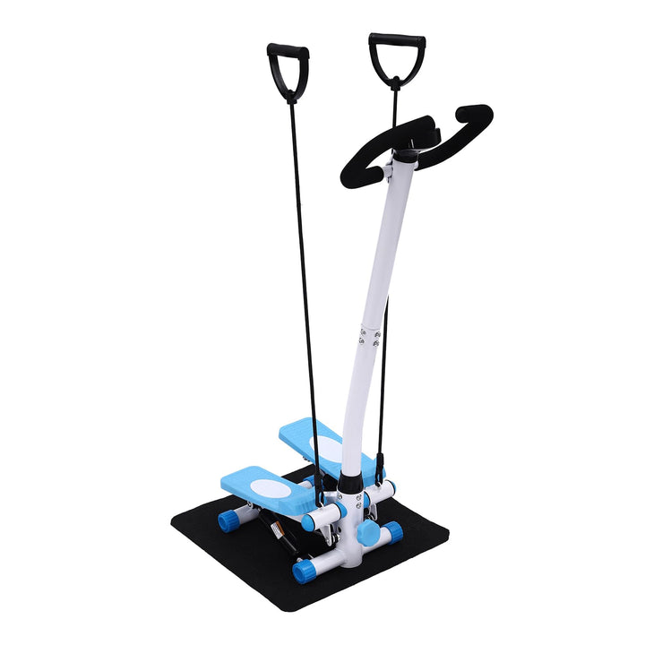 Fitness Mini Stepper Blau+Weiss Fitness Stepper Stahlrohr Übung Stepping Maschine mit Widerstandsbän