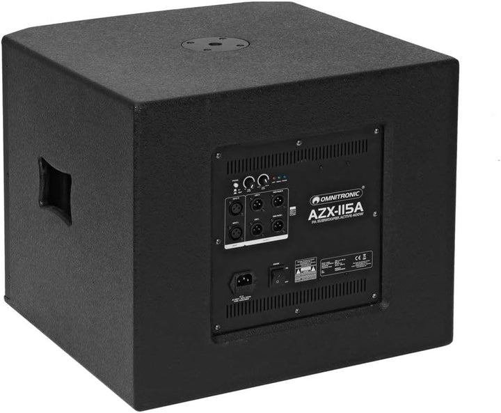Omnitronic AZX-115A PA-Subwoofer aktiv 400W | Aktiver 15"-Bassreflex-Subwoofer mit 400 W RMS, 8 Ohm
