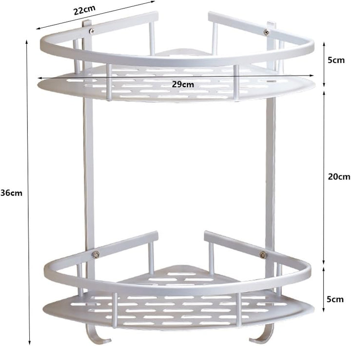 Duschregal, eloxiertes Aluminium, 2 Ablagen, mit Rostschutz, Badezimmer-Eckregal, wandmontiert, Plat