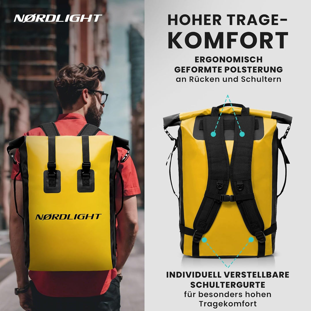 Nordlight Wasserdichter Rucksack Dry Bag 35l - Roll Top Rucksack mit gepolstertem Tragegurt, wasserd