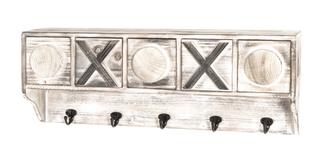 HAKU Möbel Wandgarderobe, Massivholz, vintage, B 65 x T 15 x H 25 cm