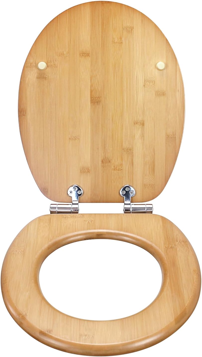 Toilettendeckel Bambus mit Absenkautomatik, WC-Sitz aus echtem Bambus, stabiler & nachhaltiger Toile