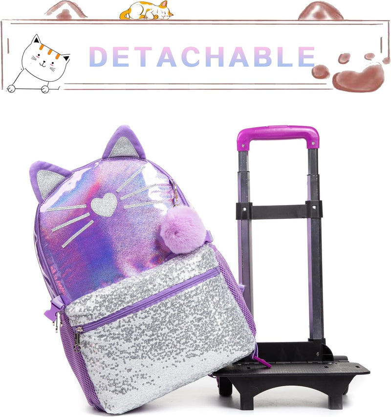 HTgroce Katzen Kinderrucksäcke Schultaschen Trolley, Trolley Rucksack Grundschule Schulrucksäcke mit