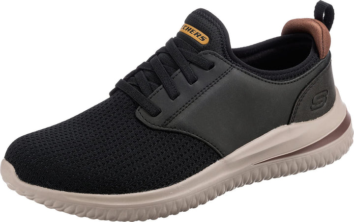 Skechers Herren Delson 3.0 Mooney Runde Zehenpartie, Bungee-Schnür-Slipper 42 EU Black Knitted Mesh,