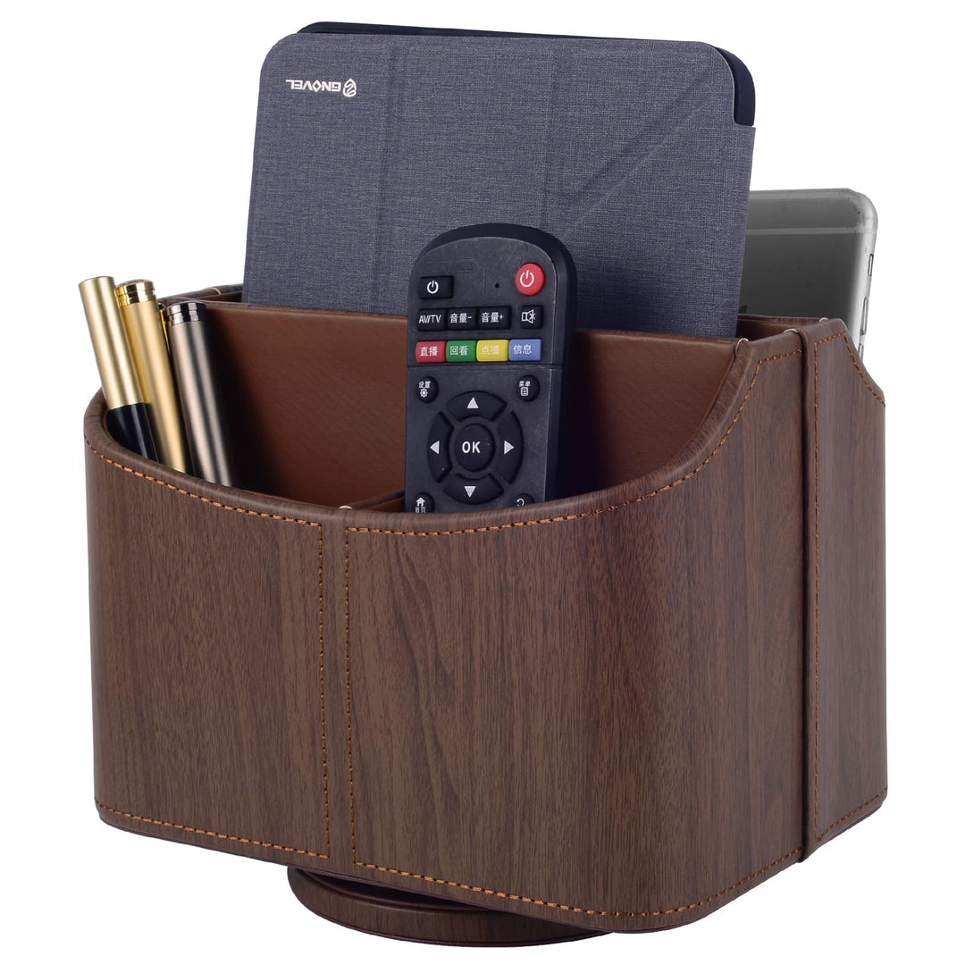 360-drehender Fernbedienungshalter, 5-Teile Nachttisch PU-Leder Multifunktionale Organizer Büro Schr