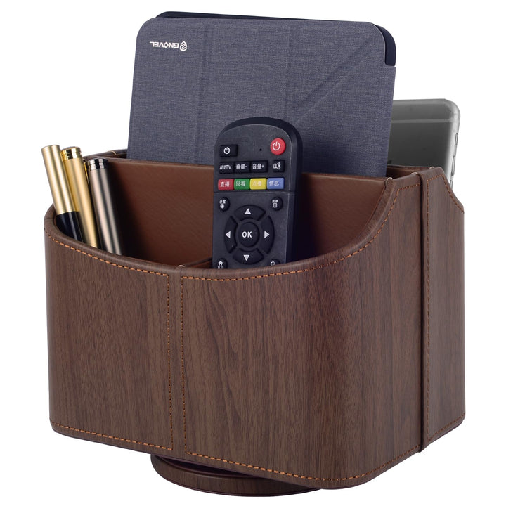 360-drehender Fernbedienungshalter, 5-Teile Nachttisch PU-Leder Multifunktionale Organizer Büro Schr