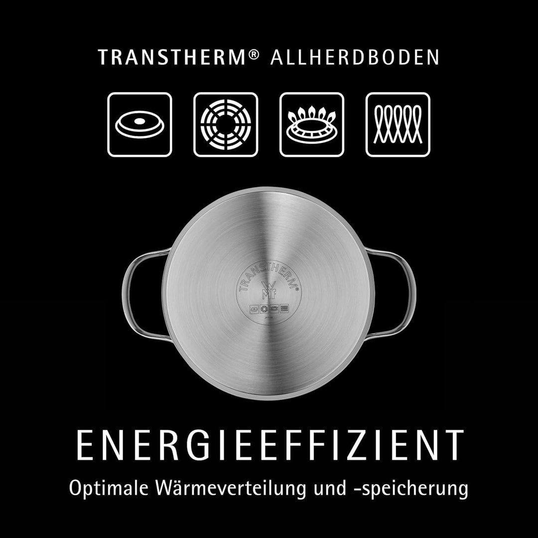 WMF Aparto Topfset Induktion 4-teilig, Kochtopf Set mit Glasdeckel, Cromargan Edelstahl poliert, Ind