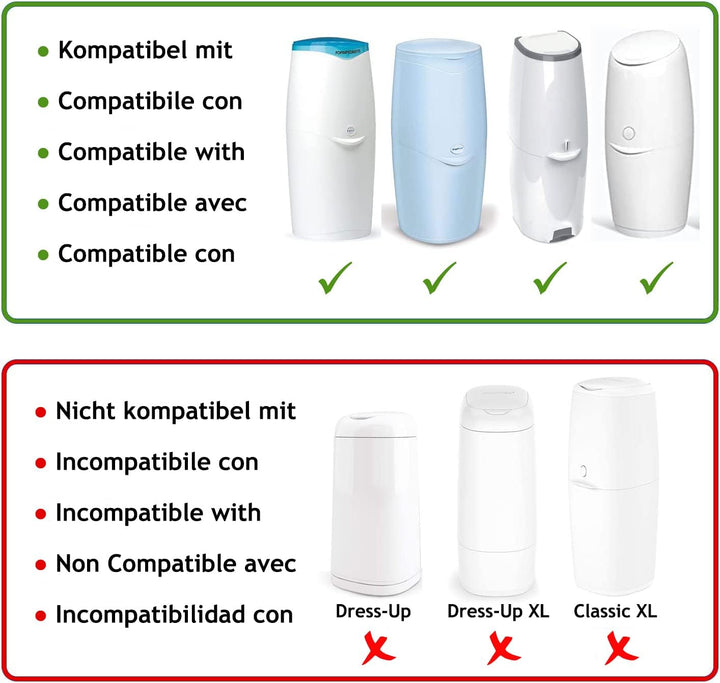 LILNAP - 6 Nachfüllkassetten kompatibel mit Angelcare Windeleimer & Litter Locker II (RUNDE KASSETTE