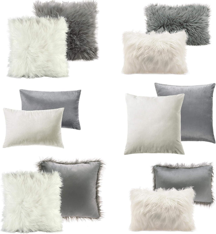 CelinaTex Cuddly Dekokissen 80 x 80 cm grau Langhaar Zierkissen dekoratives Fellimitat Sofakissen Ku